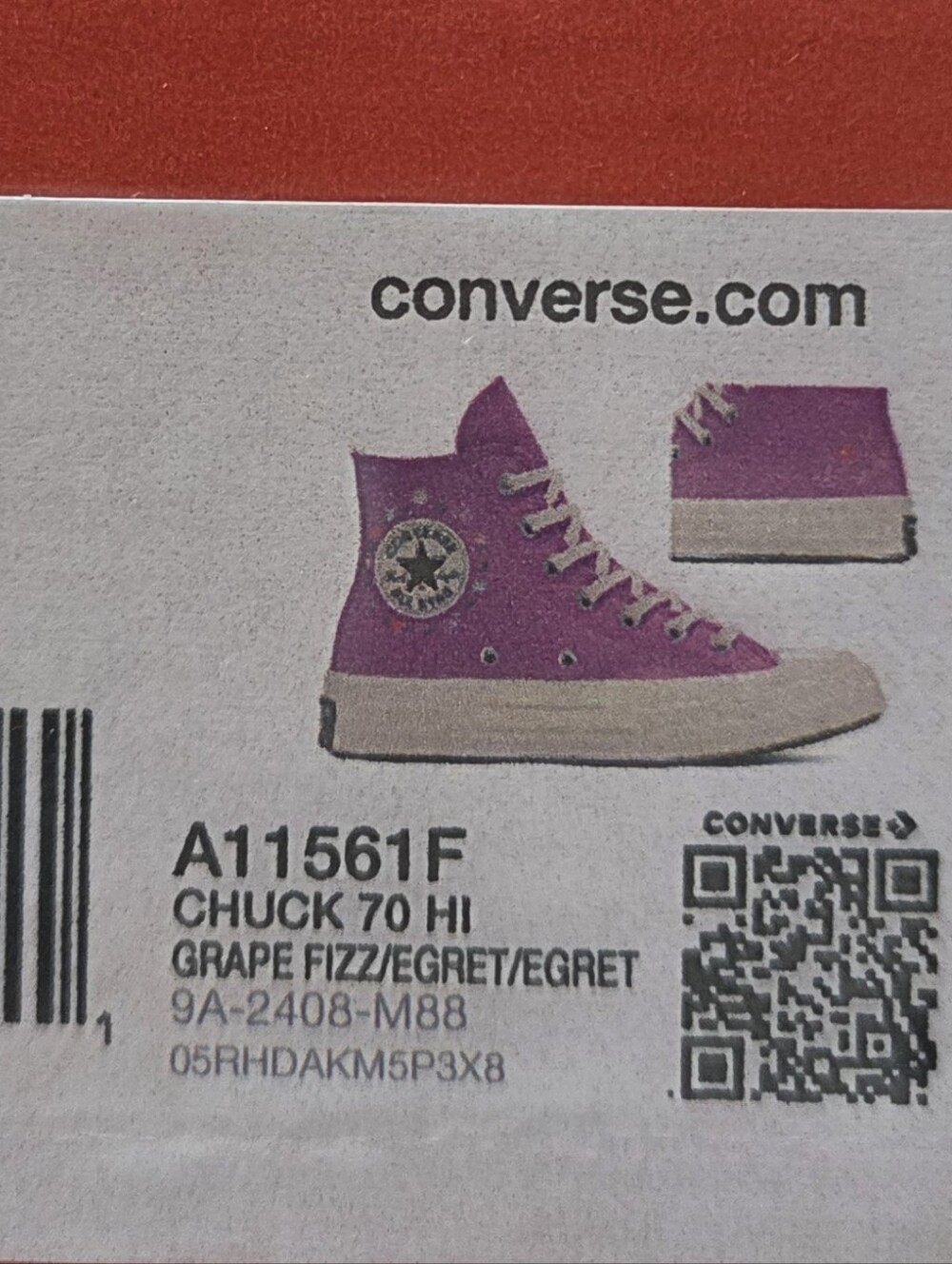 Converse Allstar Chuck Taylor 70 Hi Top Sneakers Grape Fizz Little Flowers NWT - Picture 16 of 16